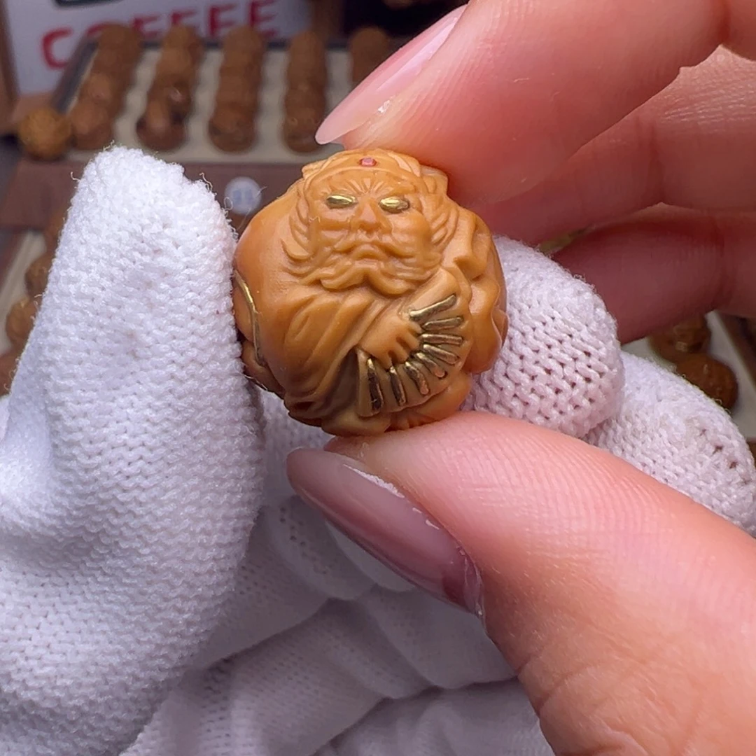 把件猴头核桃镶嵌款钟馗全品有正常封口线