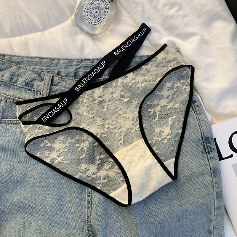 [浪漫樱花*高定款] 薄印花镂空蕾丝时尚内裤女性感纯欲少女三角裤