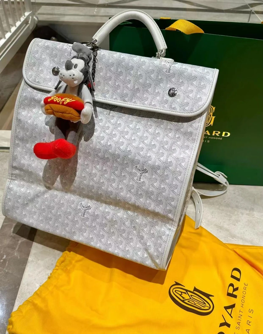 95新 Gaoy/戈雅 白色老花双肩包 33cm 14269360