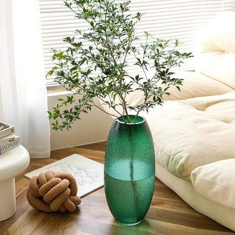 特大号玻璃花瓶轻奢摆件水养富贵竹雪柳吊钟马醉木客厅落地装饰品