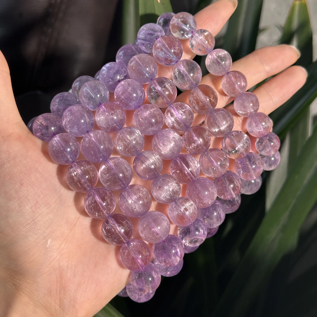 Z313 天然【收藏级】高阶透体拉丝紫锂辉手串 多样性发其一