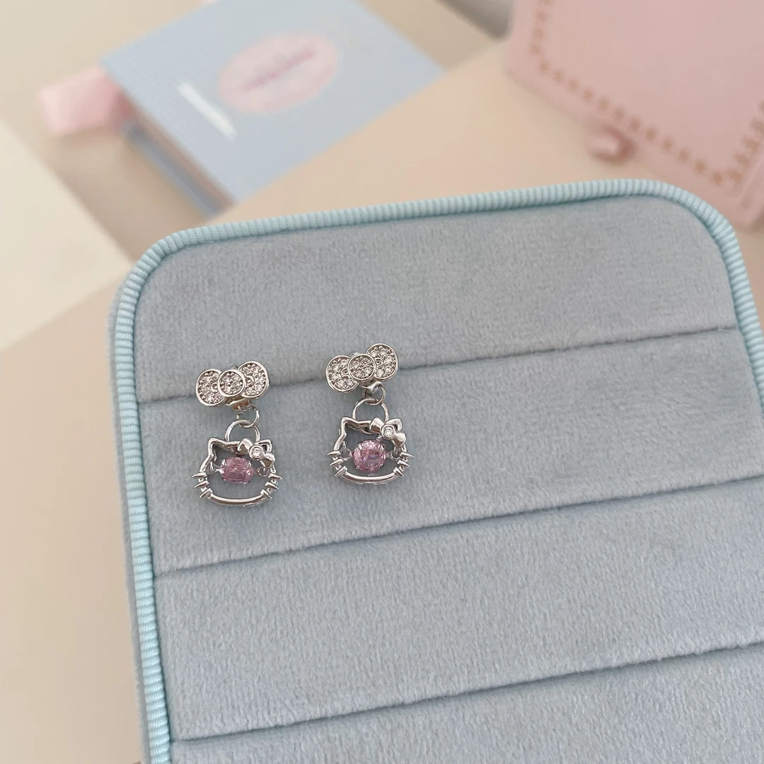 铜合金耳饰 D2082 S925银针跳动的粉Kt可爱气质高级感百搭耳饰女
