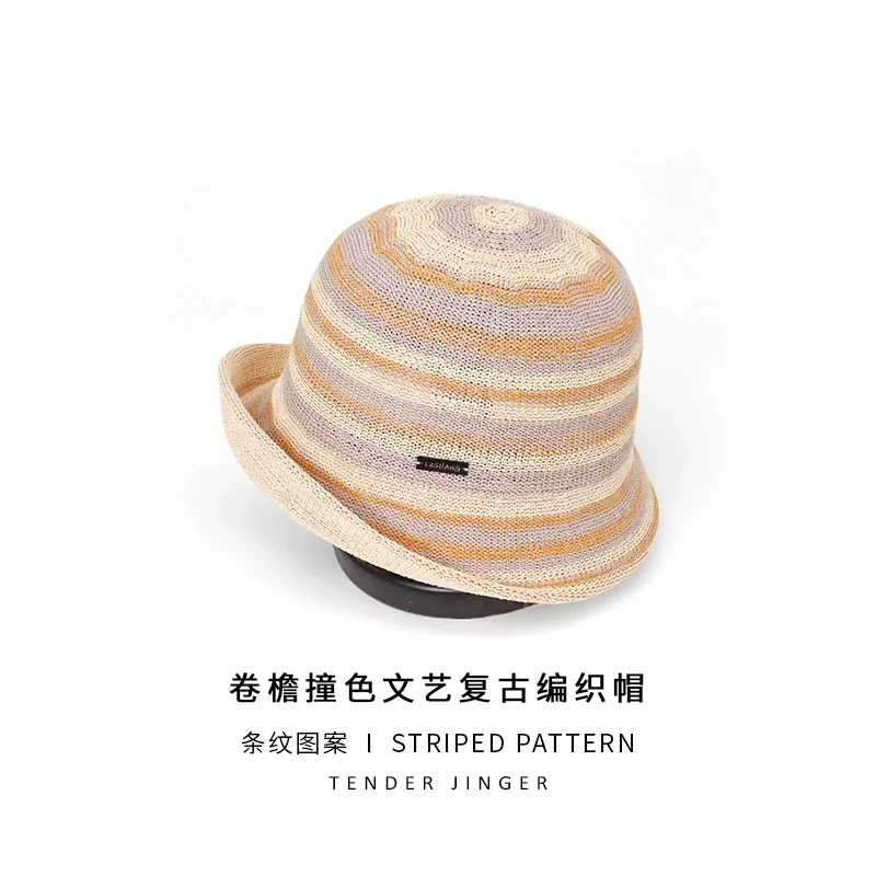 Tender Jinger卷檐撞色文艺复古编织帽T52SYC89778