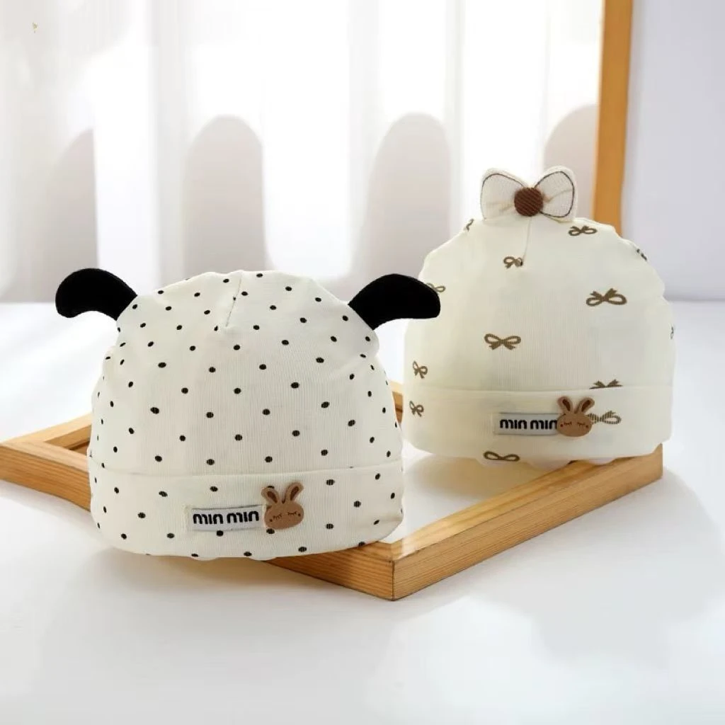 新生儿胎帽子春秋薄款秋冬宝宝可爱初生帽子男女无骨婴儿囟门XF