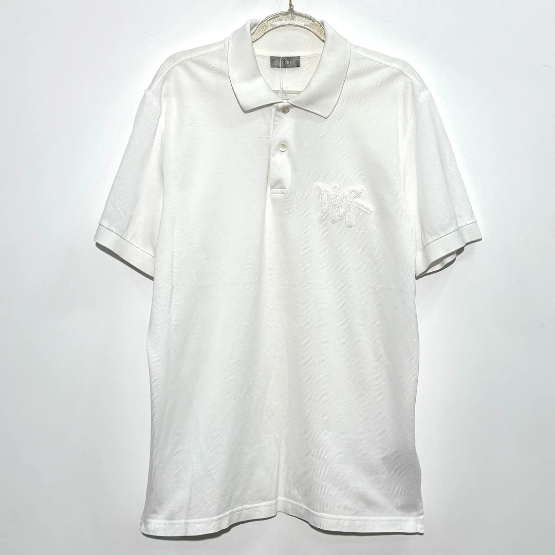 99新 DIOR/迪奥 L码 经典logo白色polo衫短袖 0399