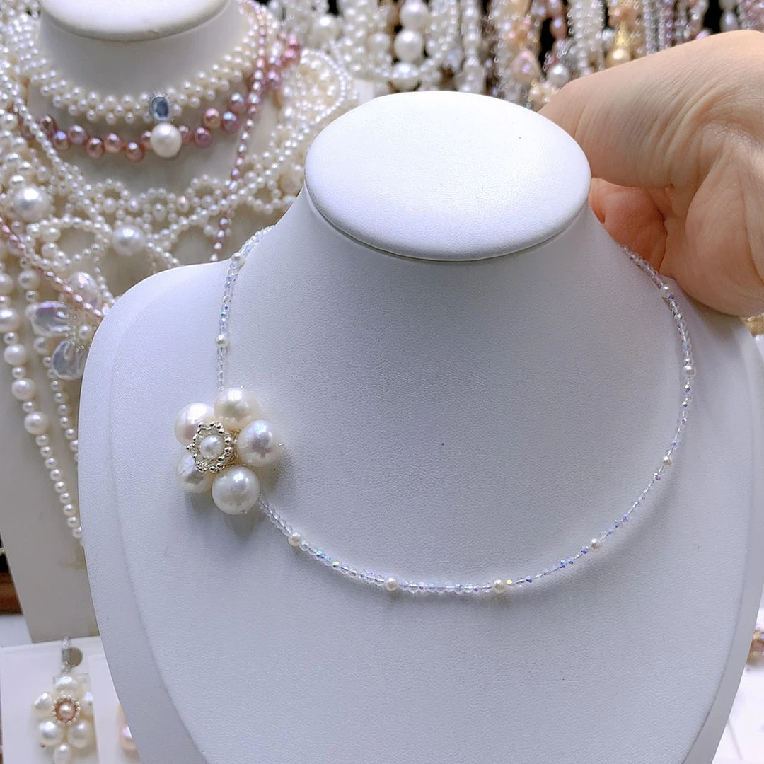 银S925镶嵌耳饰淡水珍珠