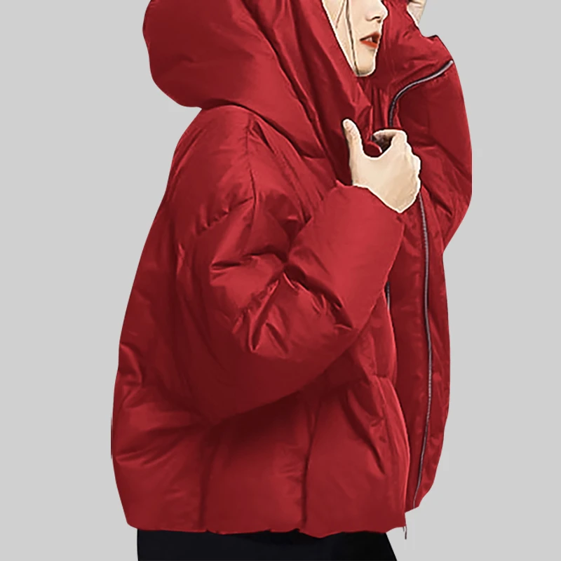 时尚连帽冬季短款羽绒服女2025冬季新款修身显瘦加厚面包服外套潮