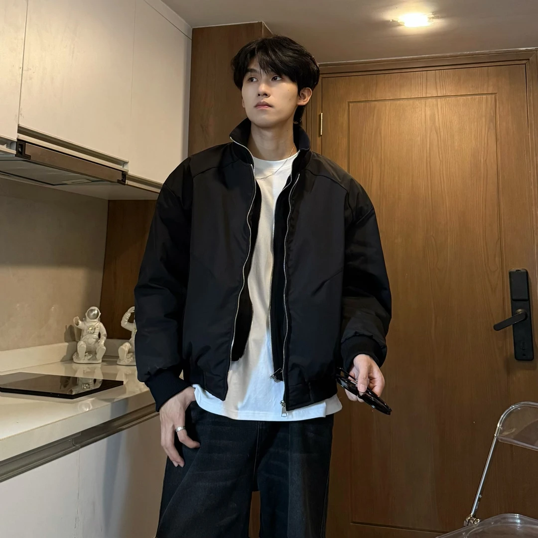 阿叔棉服男款爆款2025新款百搭宽松高街短板假两件棉衣男AG-1225