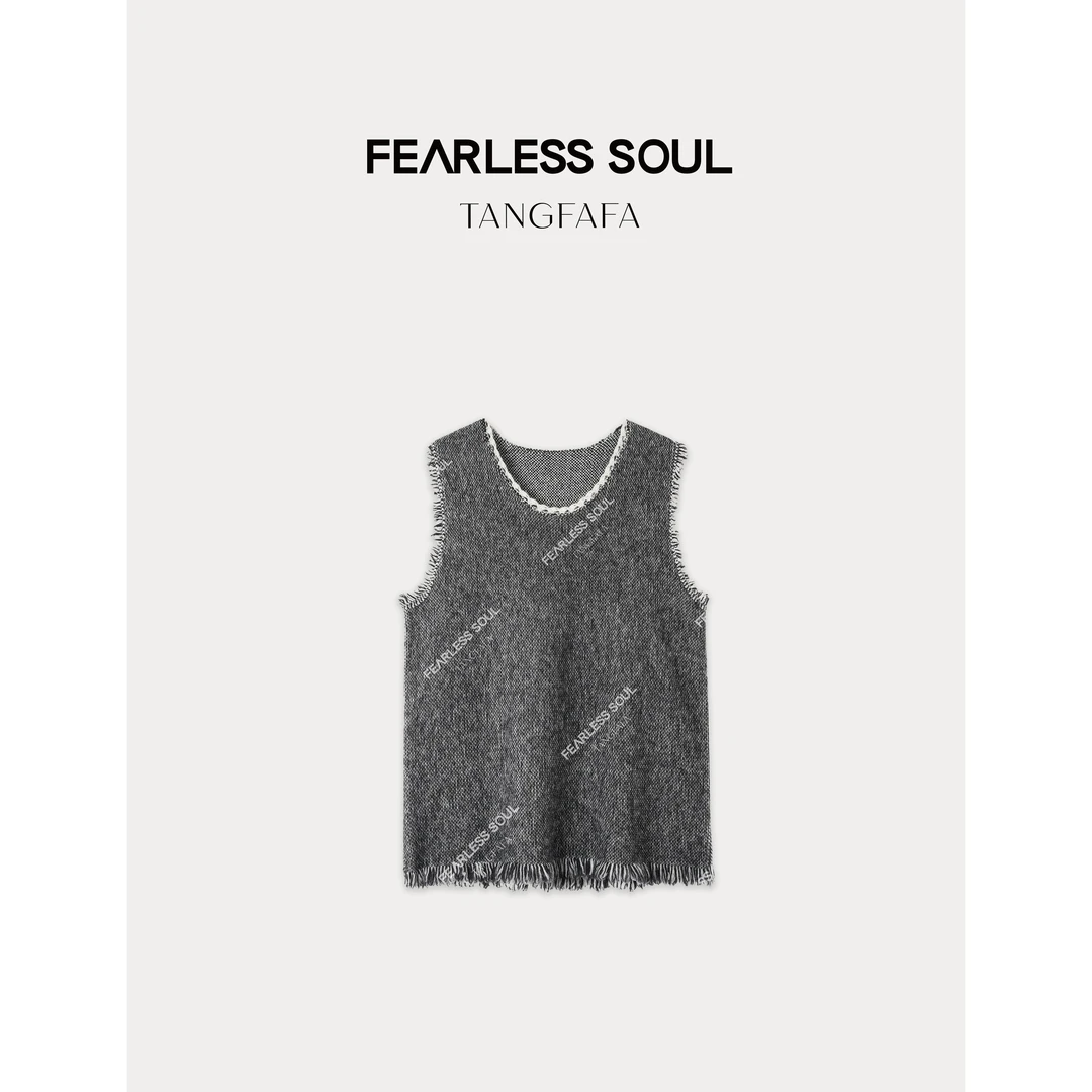 TFF X FS 双面提花流苏U领无袖针织衫 825FT074 -