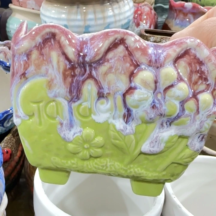 凑9块包邮，有孔，陶瓷花盆