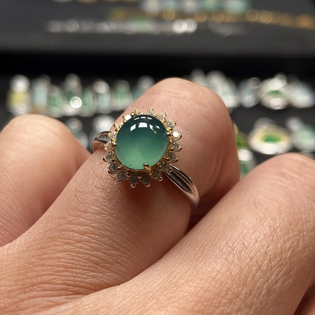 翡翠银S925镶嵌戒指