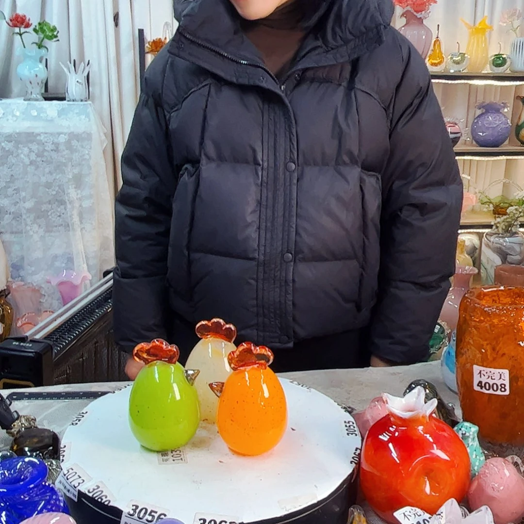 3个蛋蛋鸡家悦美居琉璃摆件