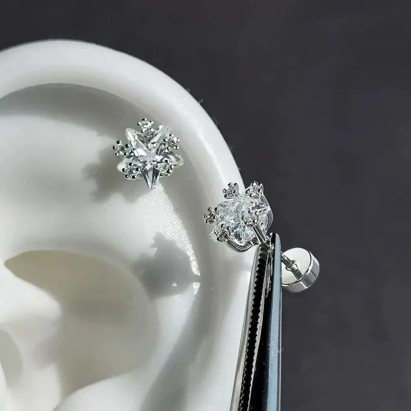 超闪星星耳骨钉螺旋拧螺丝耳蜗钉2025新款潮耳钉时尚日常百搭耳饰