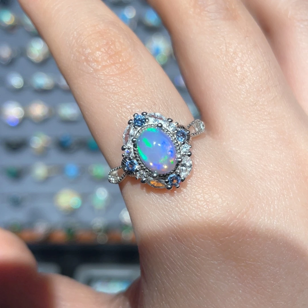 欧泊银S925镶嵌欧泊戒指