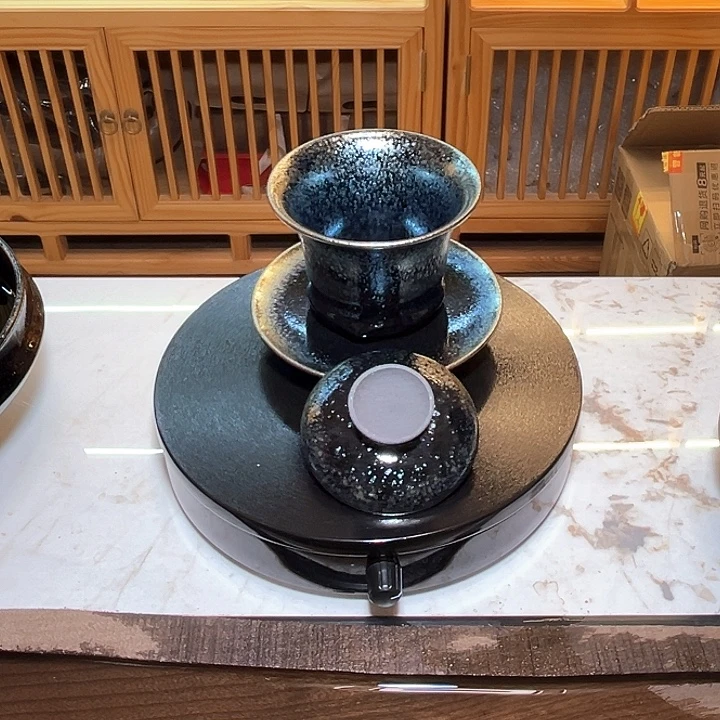 柴烧蓝麒麟盖碗主人杯