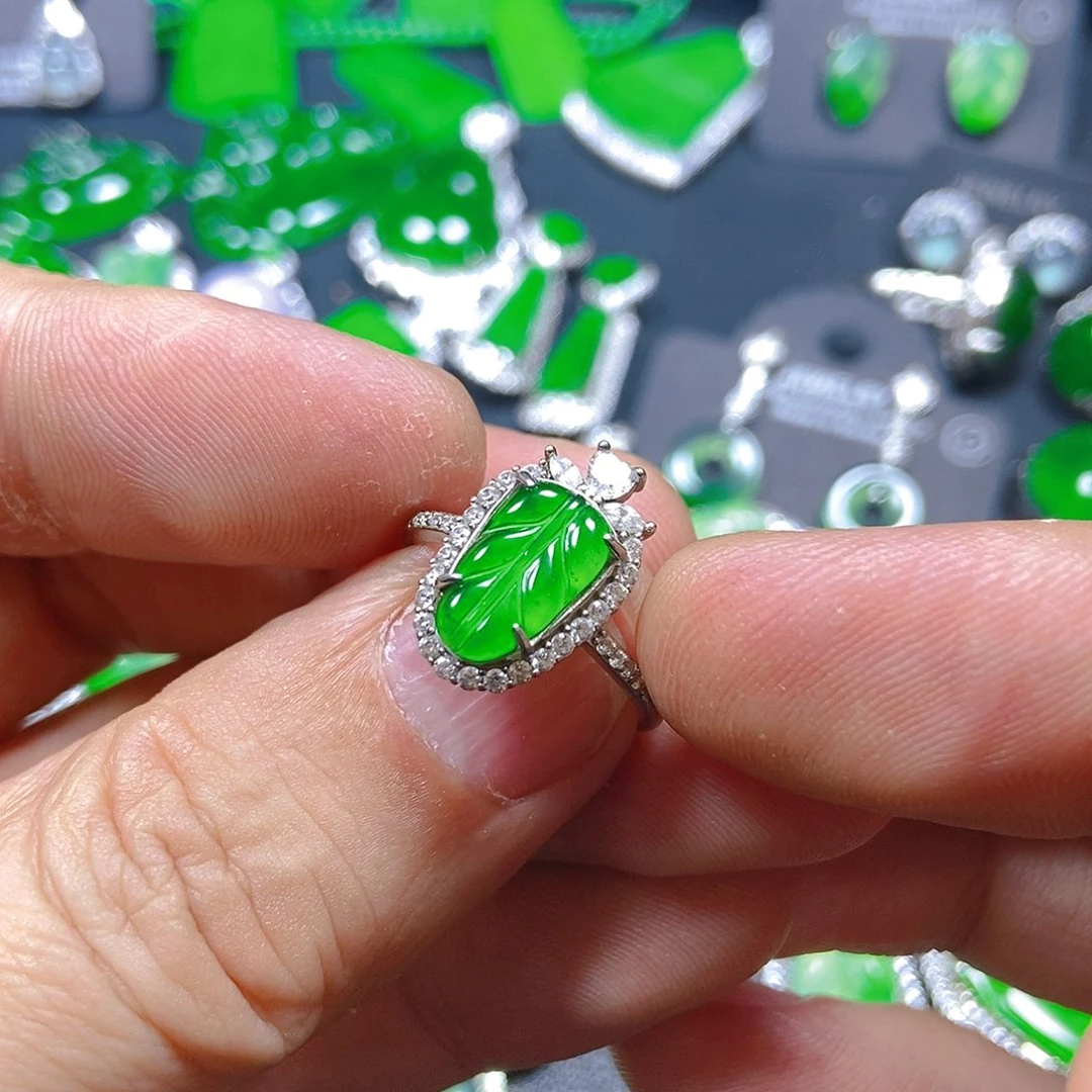 翡翠银S925镶嵌戒指743戒指