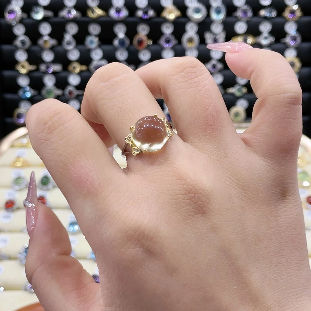 黄晶戒指银S925镶嵌戒指