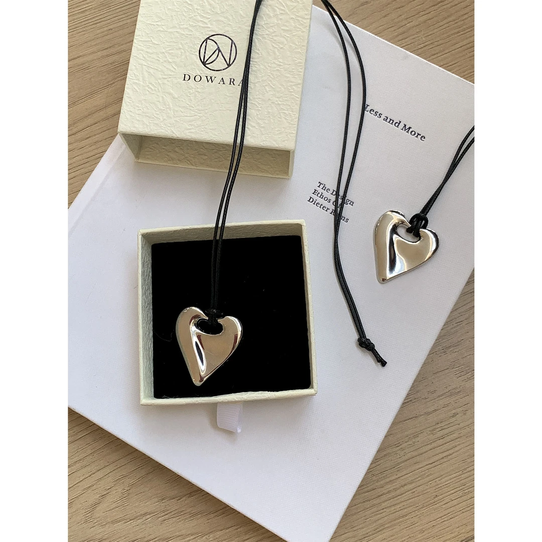 钛钢项链 大婉酱微胖定制韩系字母爱心吊坠可调节小众项链8718D