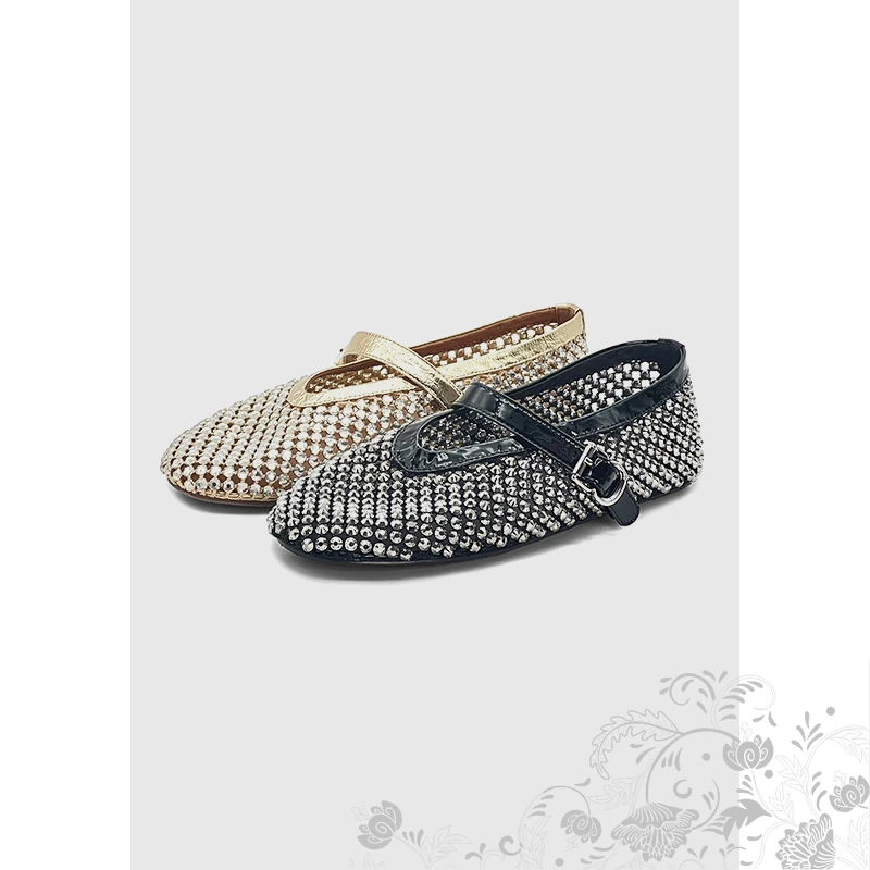 IRIS CHEN 芭蕾舞鞋 2025春夏平底鞋镂空钻网玛丽珍鞋单鞋53015