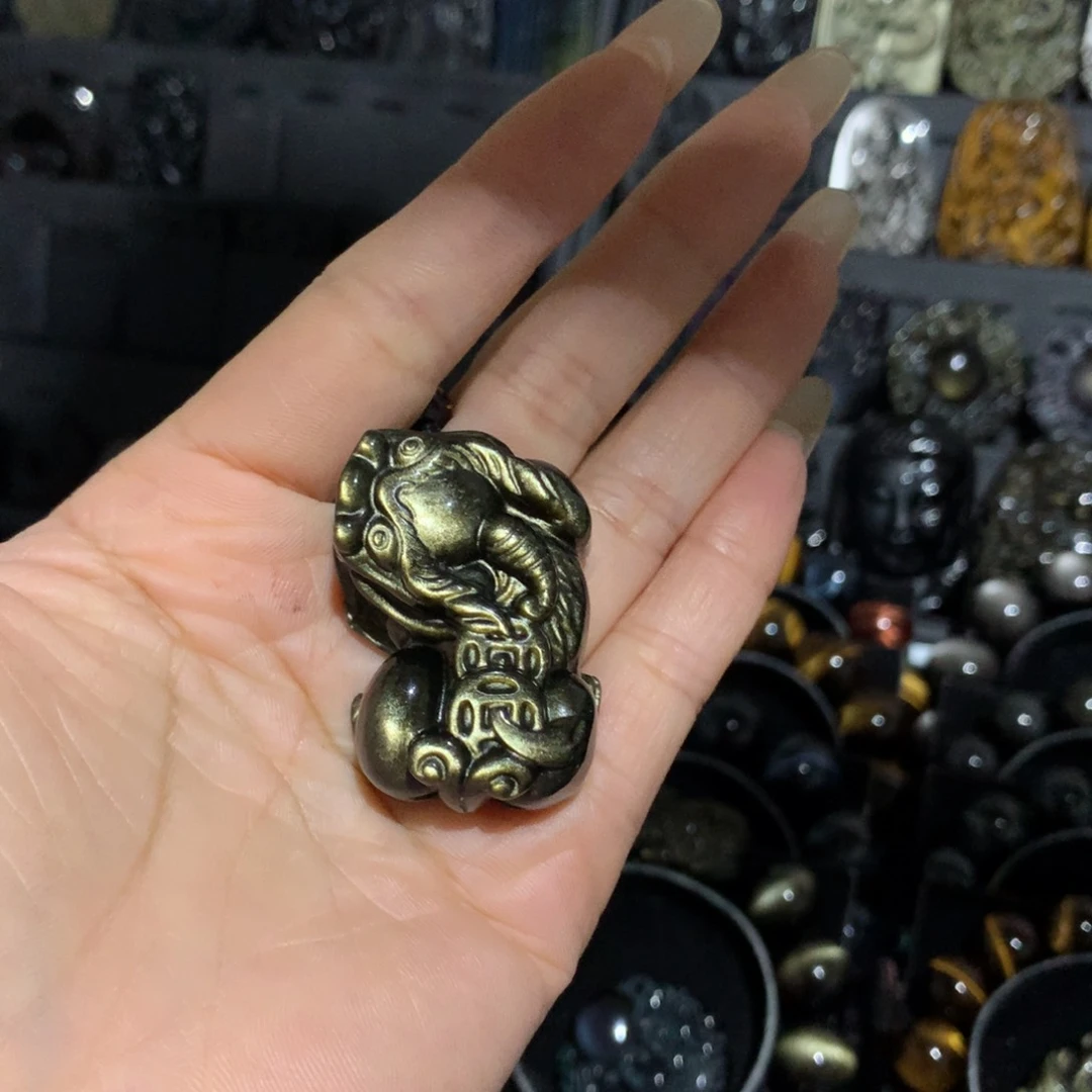 黑曜岩未镶嵌吊坠(赠链)有***狼