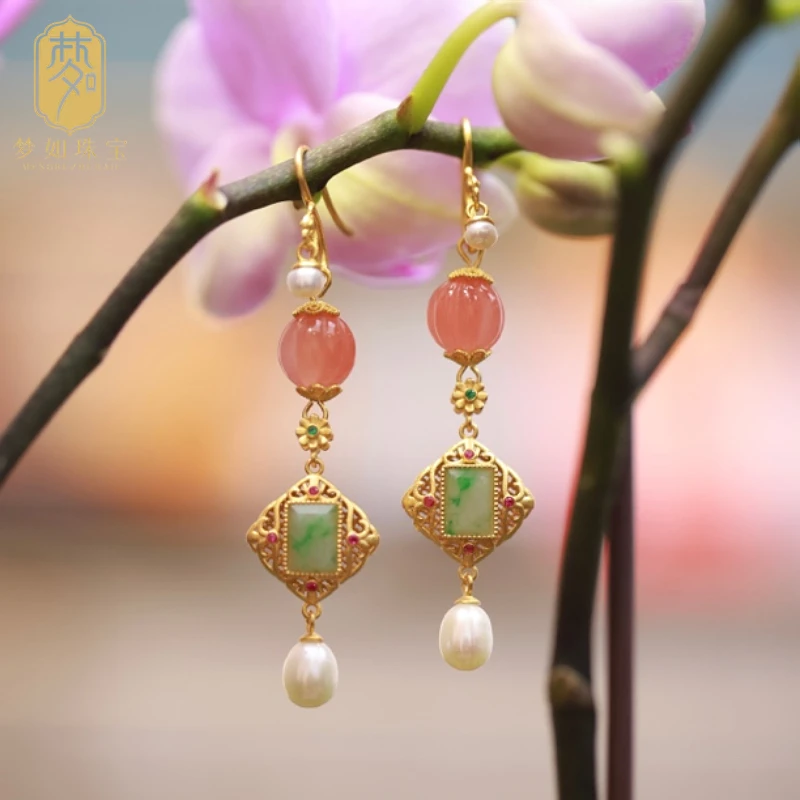 虹棠·925银天然翡翠耳坠HG