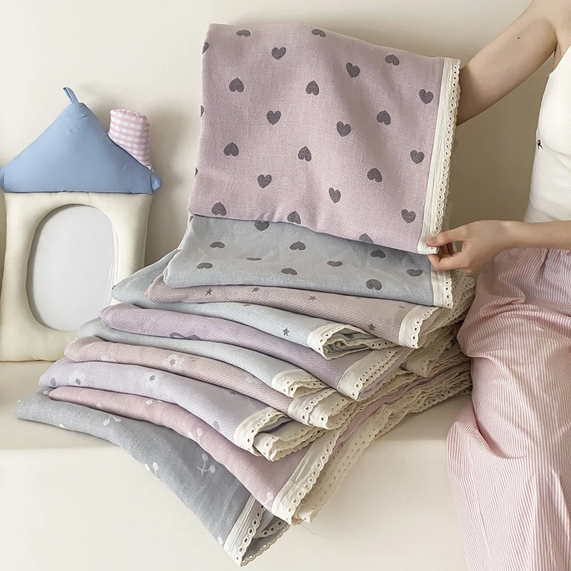 INS'风简约花边色织提花冷感毯夏季沙发盖毯午睡学生夏凉毯空调被