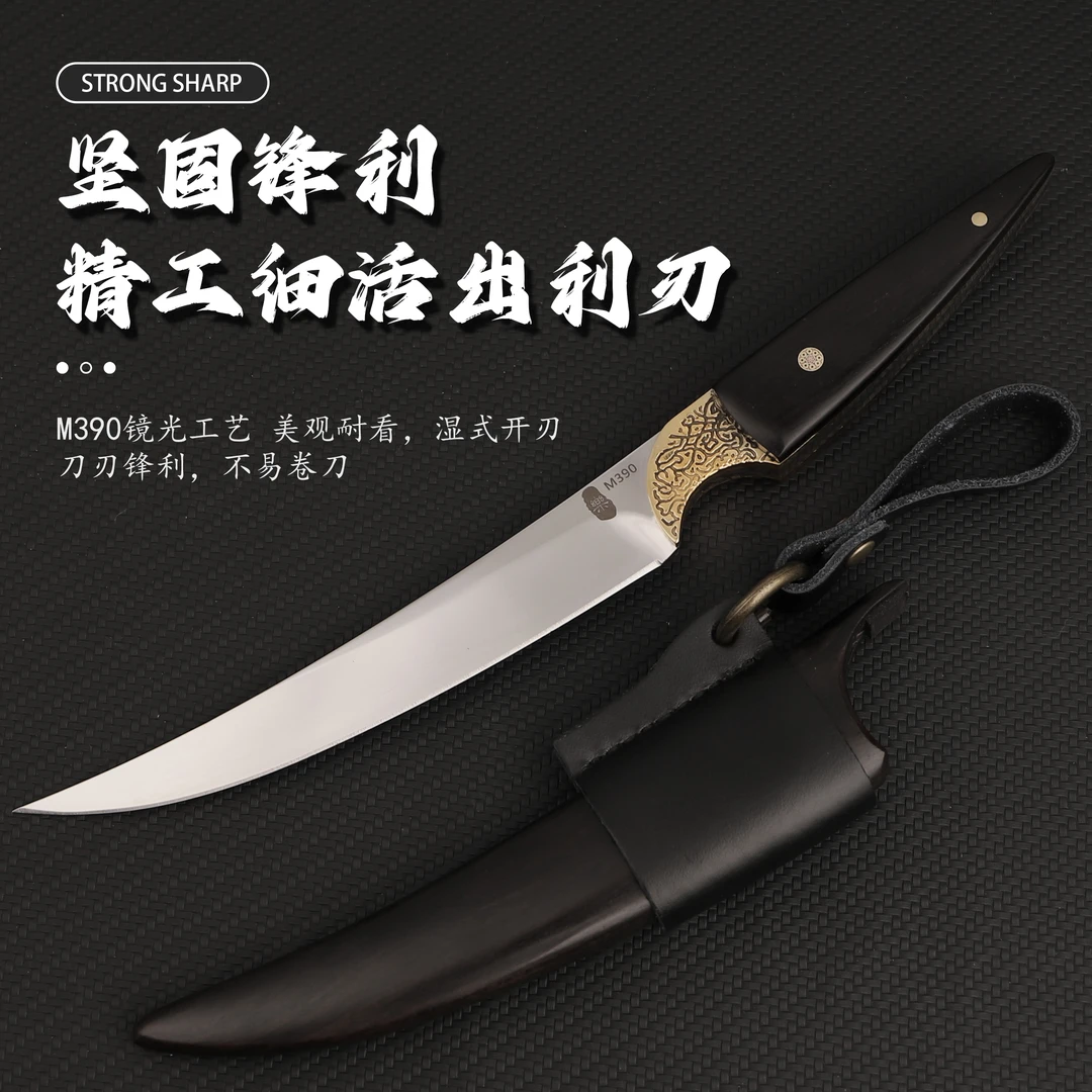 【高质量】新月M390奥地利粉末钢高硬度便携野营吃手把肉牛排水果刀