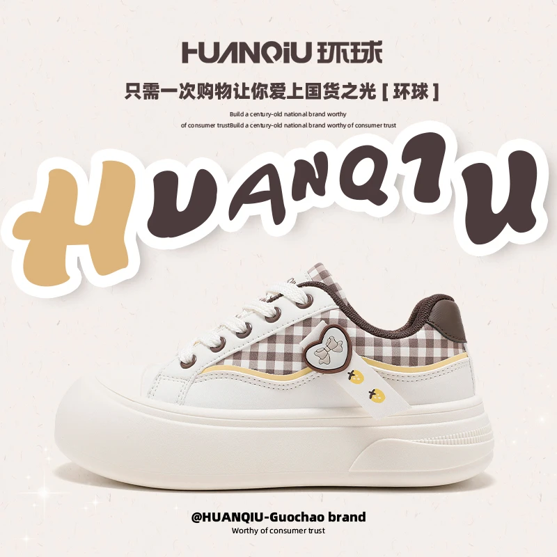 环球女鞋百搭板鞋2025秋冬新款厚底增高大头鞋学生时尚休闲鞋子女