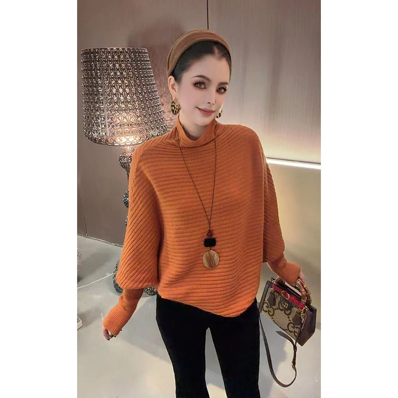 设计感半高领蝙蝠袖针织上衣CS31339