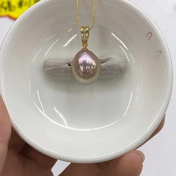 淡水珍珠银S925镶嵌吊坠(不含链)淡水珍珠13–14mm