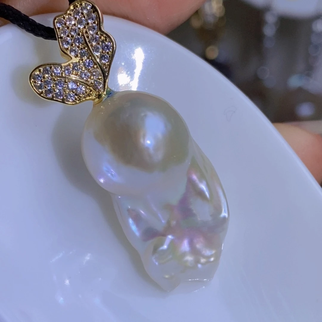 银S925镶嵌天然淡水珍珠淡水珍珠