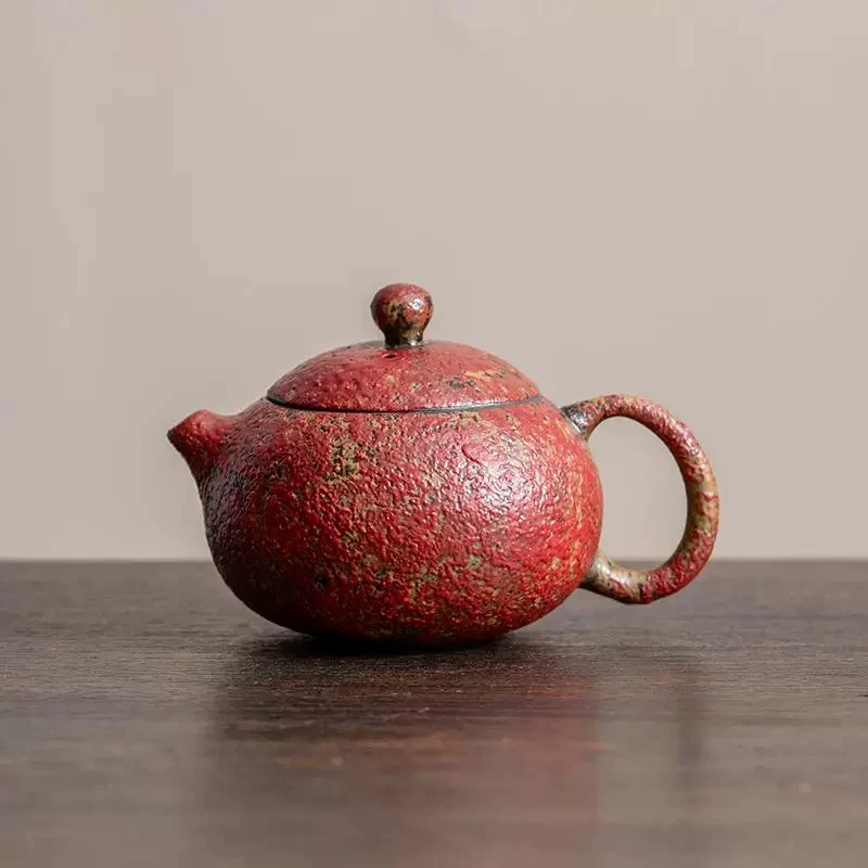 卢大师手工手作铁陶万紫千红满山红紫红赤铁釉西施泡茶壶