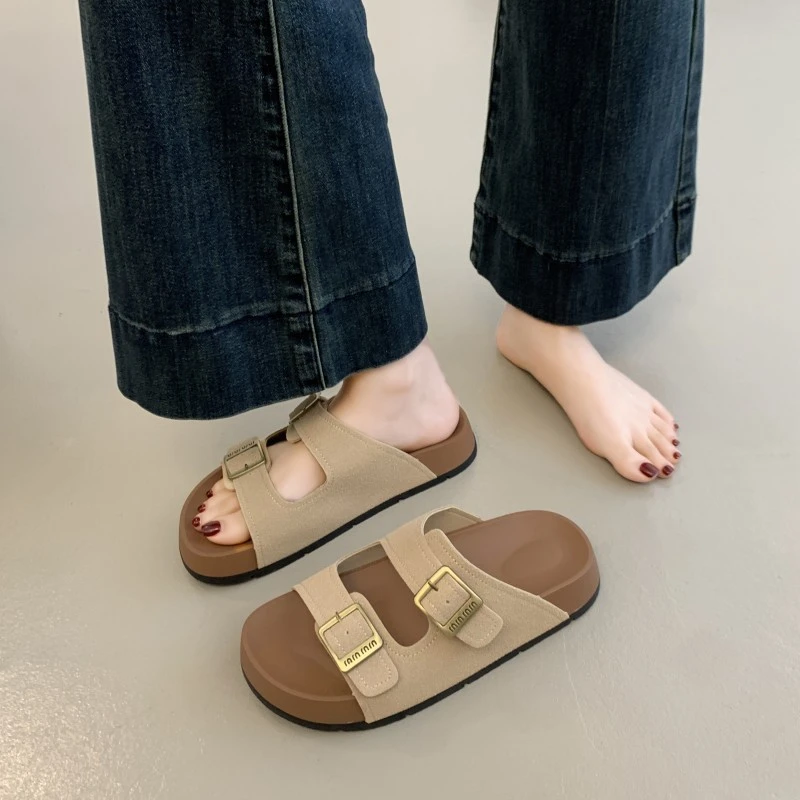 厚底勃肯鞋凉拖鞋女夏季外穿2025新款显瘦沙滩博肯一字拖百搭小众