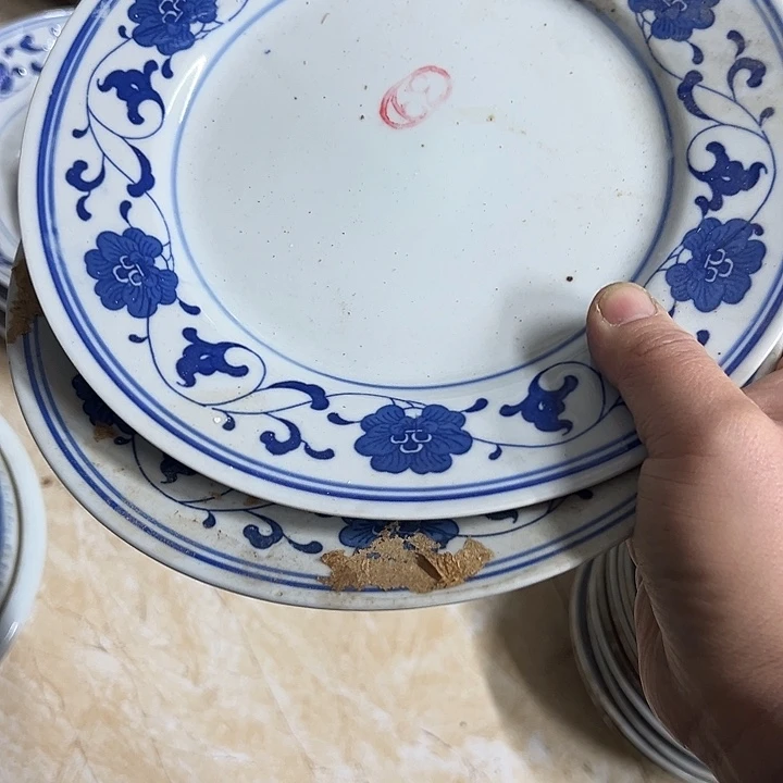 上***叶陶摆件2个22.5厘米芙蓉花平盘