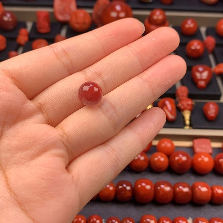 ***南红玛瑙未镶嵌圆珠单珠10.3MM