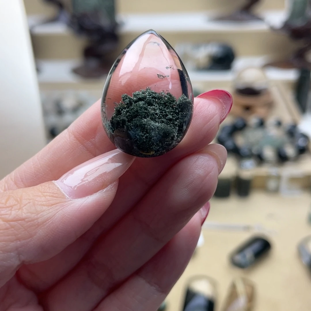 绿***情颈饰未镶嵌水晶绿幽灵吊坠打孔不退换
