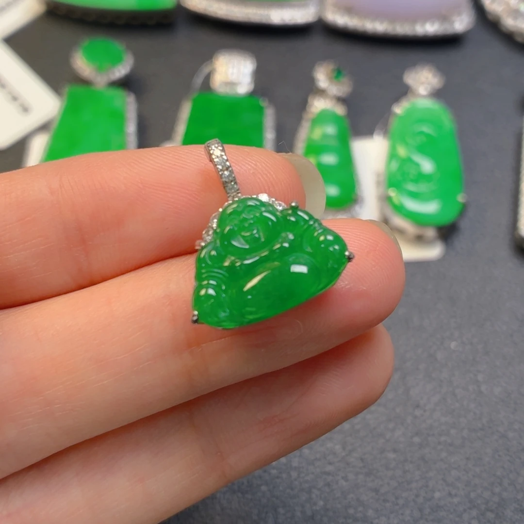 翡翠银S925镶嵌吊坠(不含链)