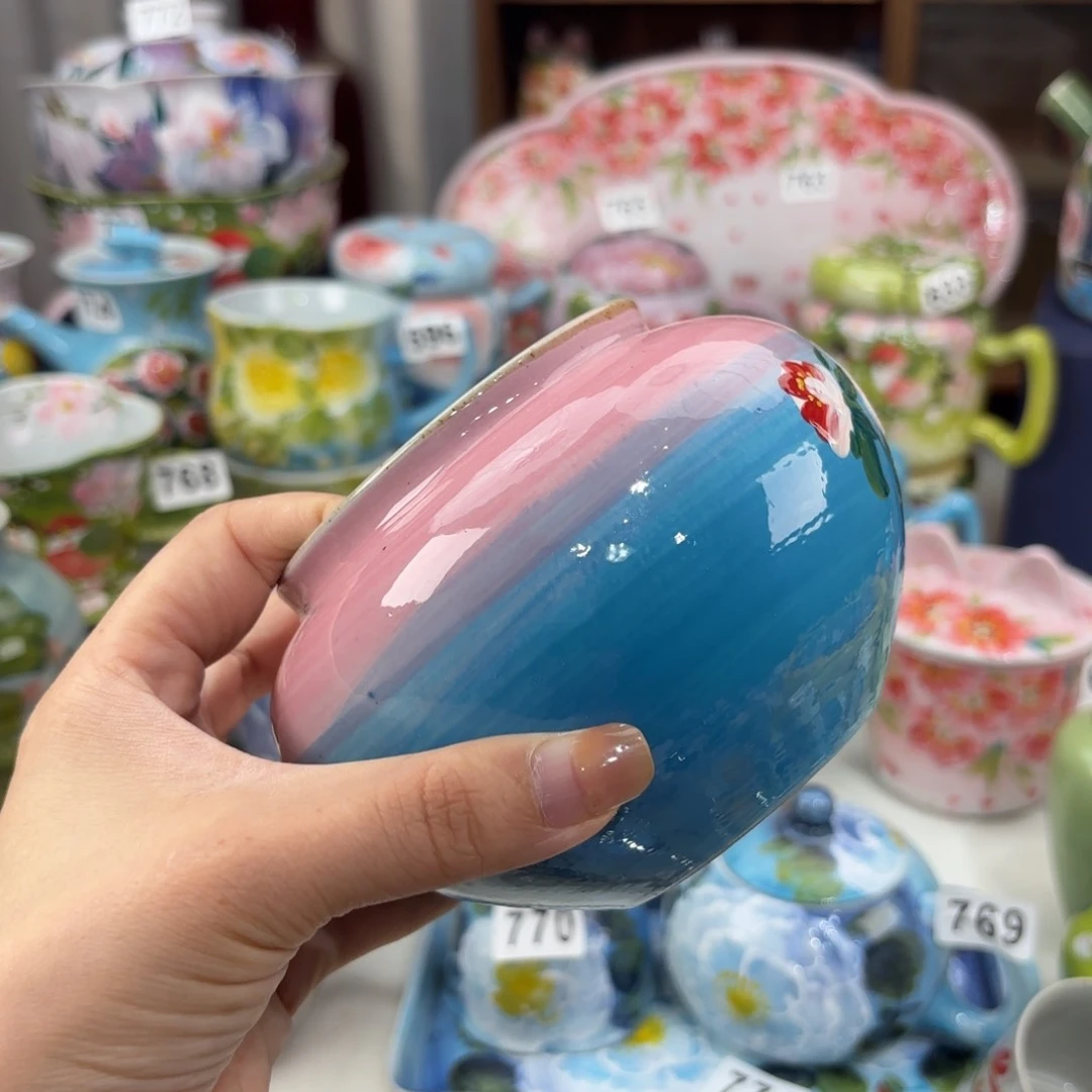 瓷片灯***处景德镇手绘高温釉下彩陶瓷茶具