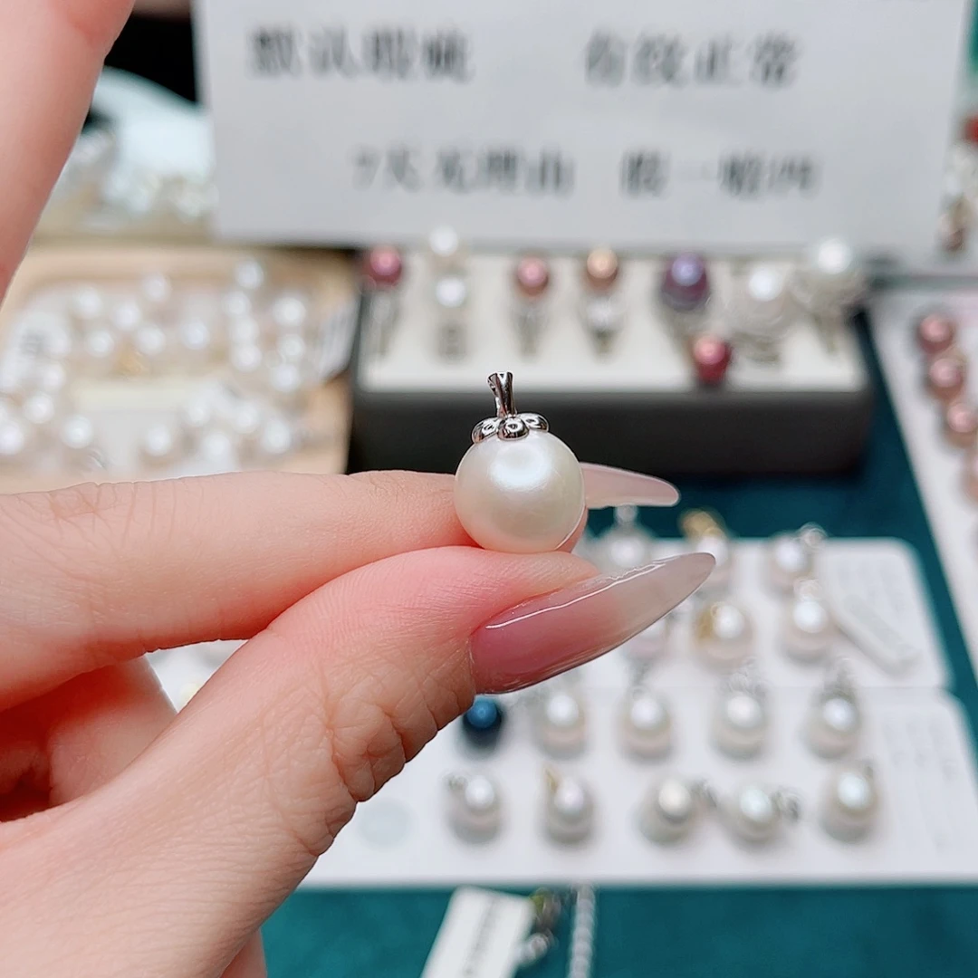 吊坠(不含链)银S925镶嵌淡水珍珠