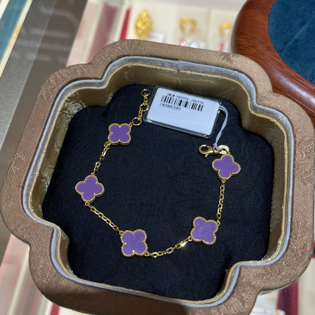 足金999紫色四叶草手链（紫贝）