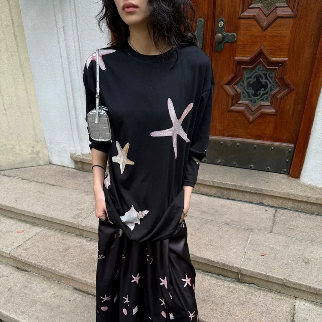 【天使】设计师品牌25春夏海洋满印长袖T恤时尚