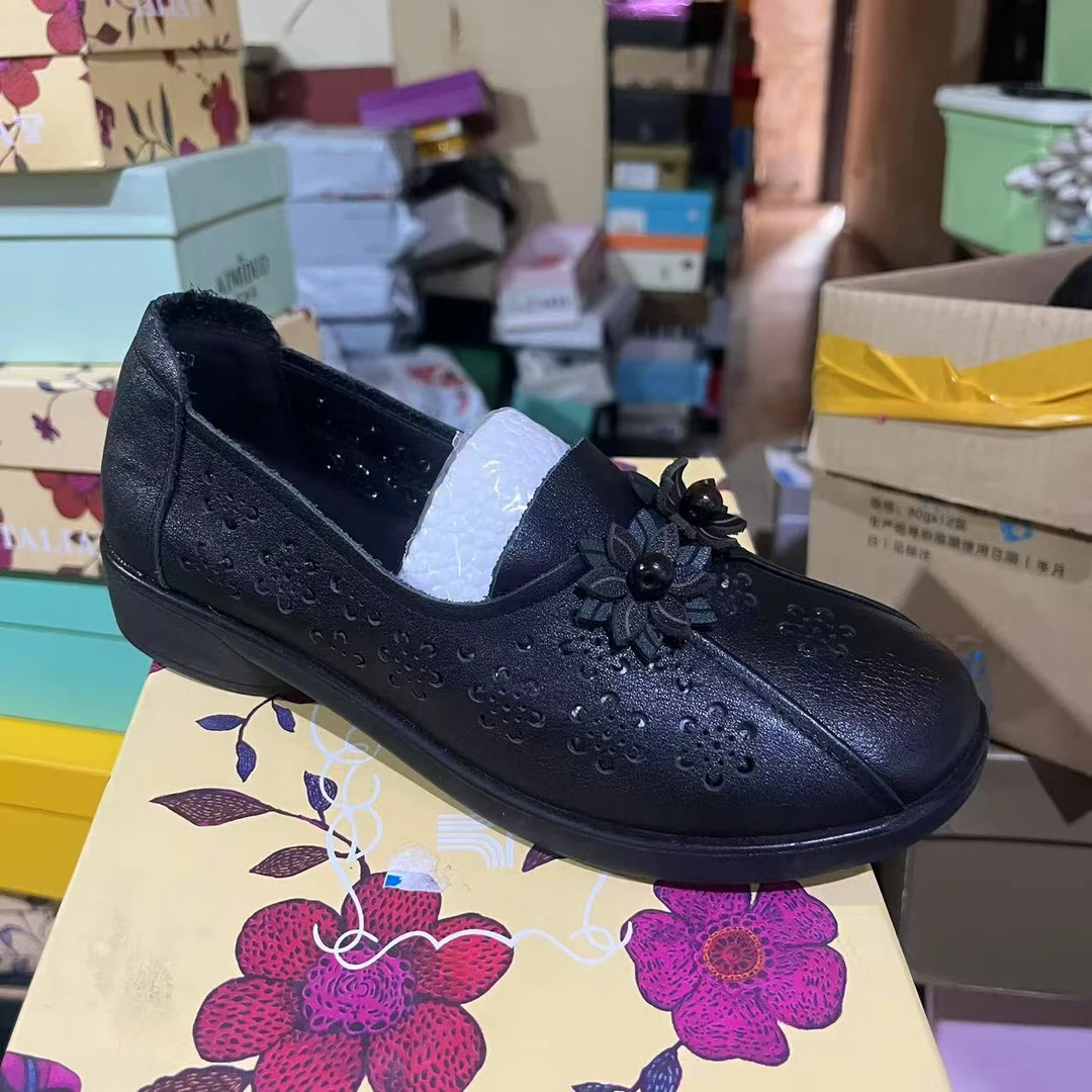 新款镂空黑色软底鞋95337045k