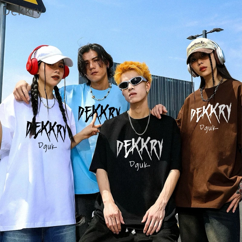 DekkryT恤夏季短袖简约半袖百搭ins上衣纯色印花男装休闲