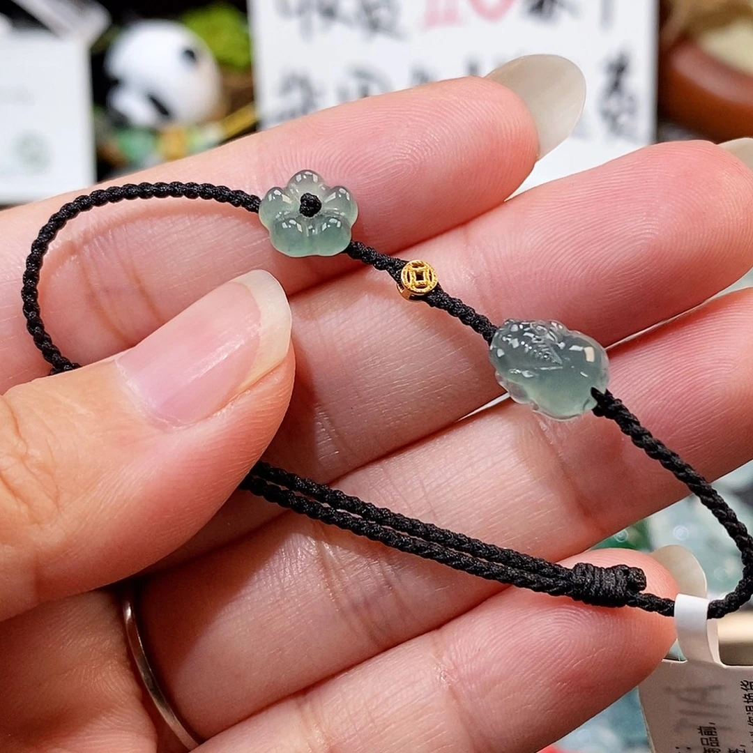 翡翠未镶嵌颈饰貔貅小花手绳15