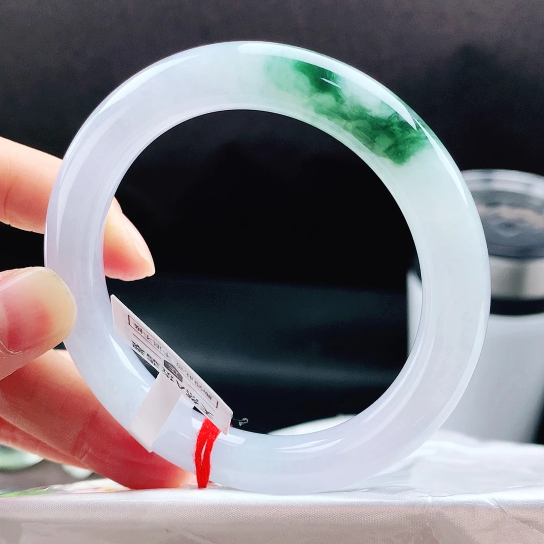 未镶嵌手镯翡翠57胖绿花