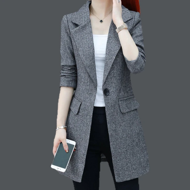 小西装外套女2025新款春装中长款开衫工装职业色气质时尚西服