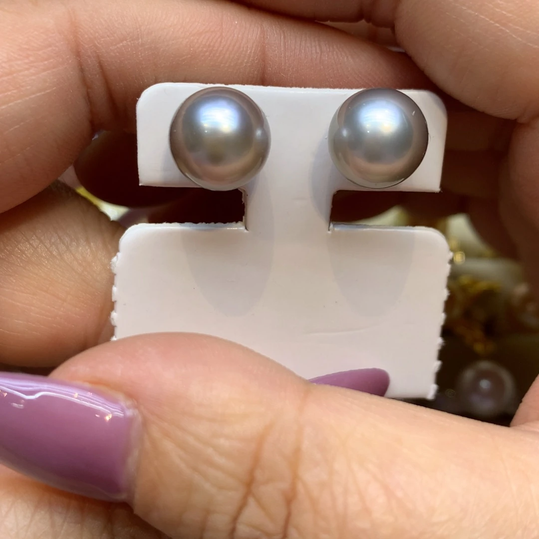 银S925镶嵌耳饰海水珍珠