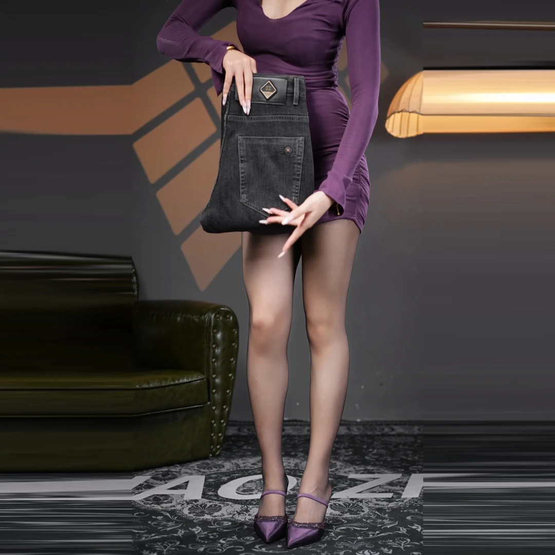 2025新款男简约风弹力百搭商务休闲长裤男牛仔裤秋冬重磅厚款中腰