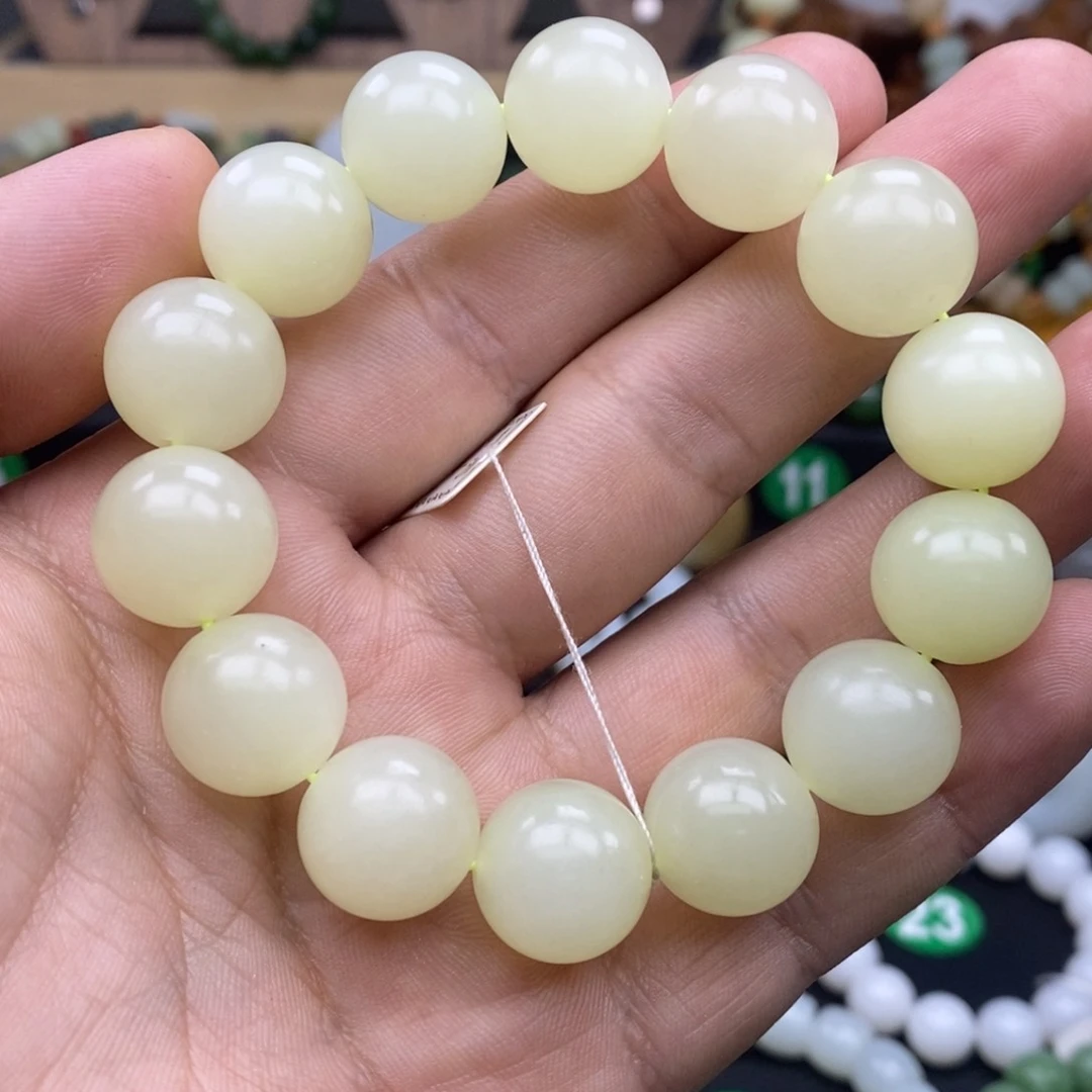 和田玉手链未镶嵌若羌黄口卡16