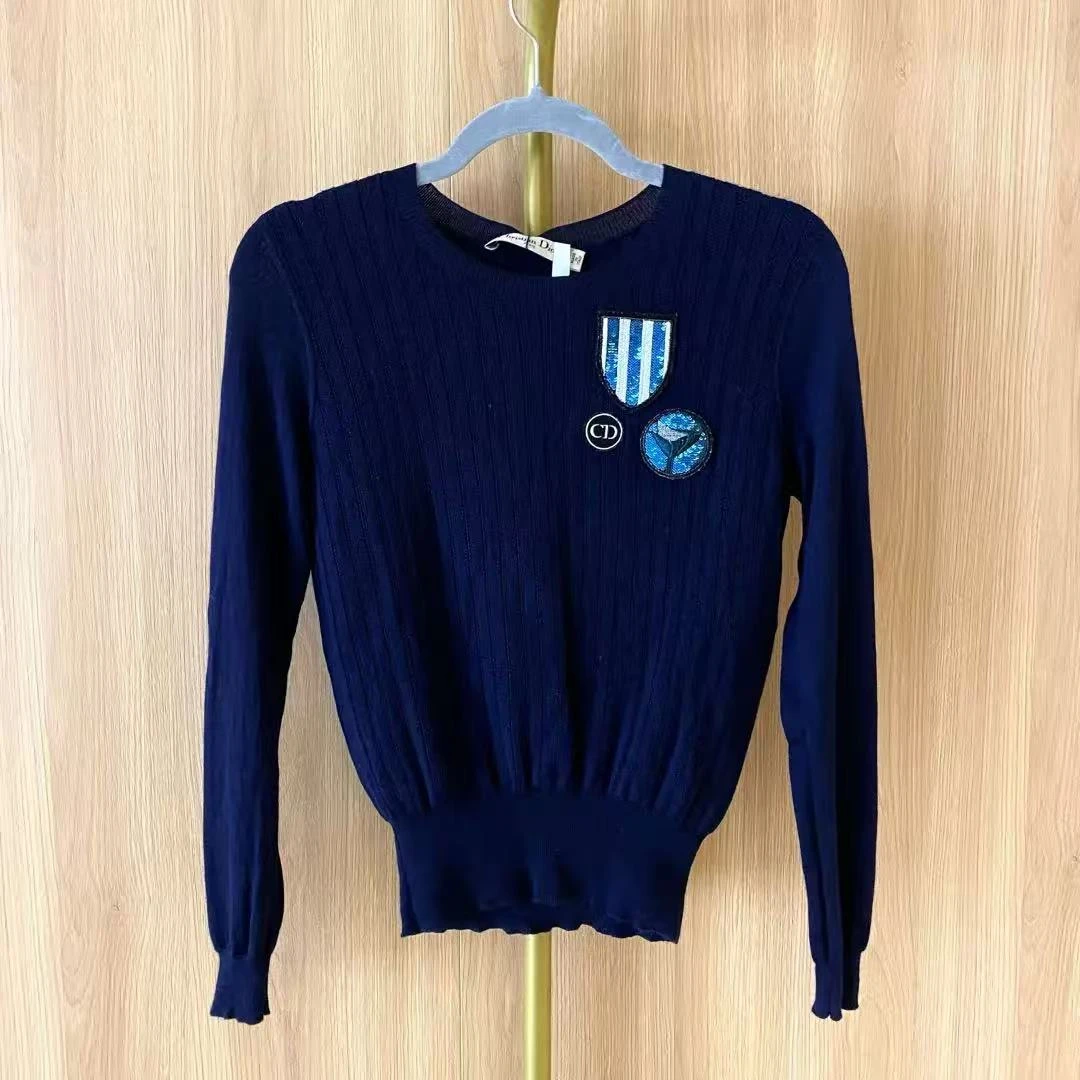 99新 DIOR/迪奥 su/蓝色徽标毛衣/93007960/12期/代卖服务